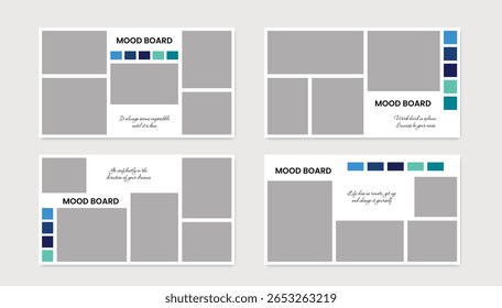 Photo collage template set. Mood board layout. Picture album grid background. Vector illustration
