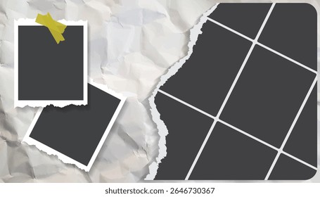 A photo collage template with a torn paper effect  commonly used for social media stories, college memory albums, or romantic scrapbook designs. collage templates, birthday collage, collage art