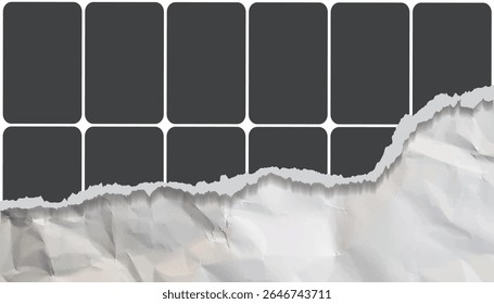 A photo collage template with a torn paper effect  commonly used for social media stories, college memory albums, or romantic scrapbook designs. collage templates, birthday collage, collage art