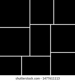 Photo collage  Template for wall gallery. Black empty photo with white border.Vector Mood Board & Branding Presentation. 