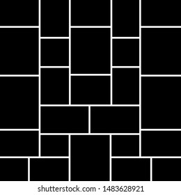 Photo collage Template for wall gallery. Black empty photo with white border. Vector Mood Board & Branding Presentation.