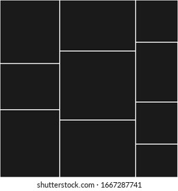 Photo collage templates ten frames for photos and pictures, photography collage, puzzle. Vector illustration. Modern minimalistic mood board mockup