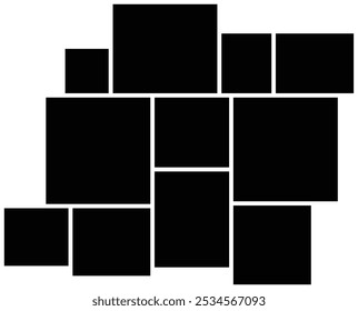 Photo collage vector frames on a white background. Vector illustration, Random mosaic squares, mosaic elements. Stock vector illustration, clip-art graphics