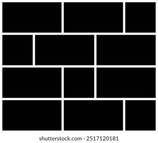 Modelo de vetor de colagem de fotos, plano de fundo e forma de retângulo para painel de humor de parede, padrão de textura para layout de apresentação de exibição de imagem.