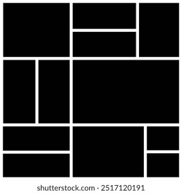 Plantilla de Vector de collage de fotos, fondo y forma de rectángulo para tablero de sentimiento de pared, patrón de textura para diseño de presentación de visualización de imágenes.