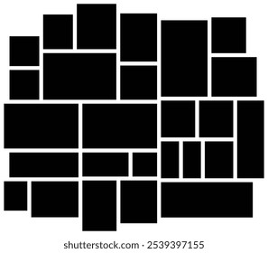 Photo collage vector template, background and rectangle shape for wall mood board, texture pattern for picture display presentation and web design layout.