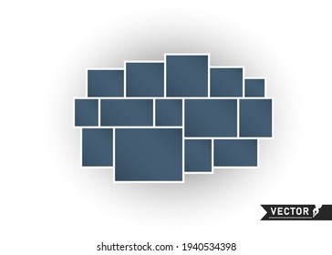 Photo collages, frames. Photo montage. A geometric rectangular shape with a shadow. Vector illustration template.