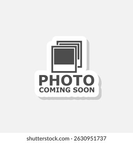 Photo coming soon icon sticker isolated on gray background