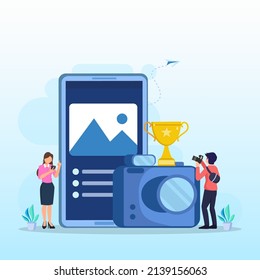 Photo competition illustration vector landing page. Photography Competition svg