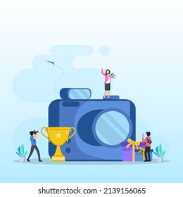 Photo Competition Illustration Vector Landing Page. Photography Competition