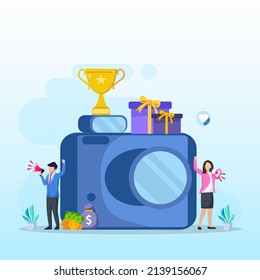 Photo competition illustration vector landing page. Photography Competition