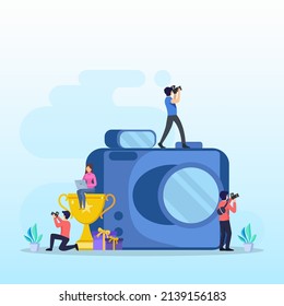 Photo competition illustration vector landing page. Photography Competition