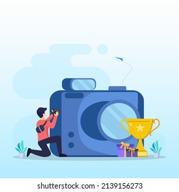 Photo competition illustration vector landing page. Photography Competition