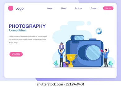 Photo Competition Illustration Vector Landing Page. Photography Competition