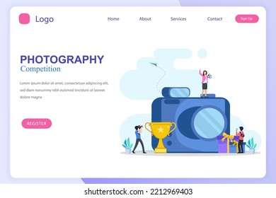 Photo Competition Illustration Vector Landing Page. Photography Competition