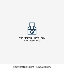 Photo construction studio logo design. the camera logo of the photographer  - Vector