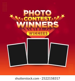 Vencedores do concurso de fotografia, Digital, Ilustração de pós-design de mídia social em camadas. Ganhar, Prêmios, Concurso Doar, Marketing