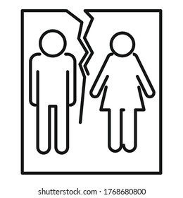Photo couple divorce icon. Outline photo couple divorce vector icon for web design isolated on white background