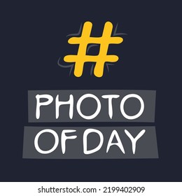 (Tagesfoto) Hashtag-Text, Vektorgrafik.