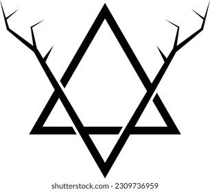 Foto de un querido diseño vectorial de logotipo triangular que consiste en una forma triangular con la forma de un ciervo dentro. se crea utilizando gráficos vectoriales.