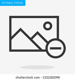 Photo Delete Icon Editable Stroke  Pixel Perfect Vector