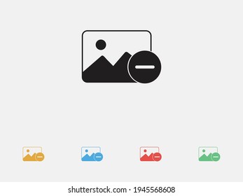 Photo delete icon. Remove image file icon. Vector illustration icon. Set of colorful flat design icons