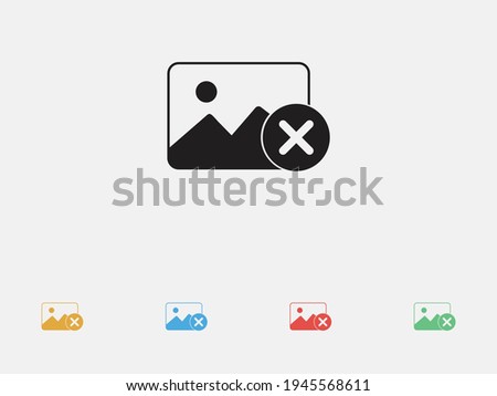 Photo delete icon. Remove image file icon. Vector illustration icon. Set of colorful flat design icons