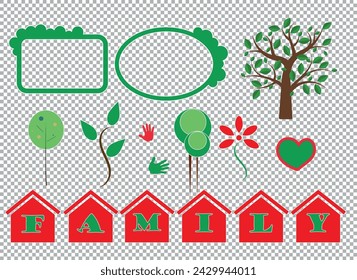 Photo design in paper art style on a transparent background. Vintage collage. Empty frame. Vintage style. Family scrapbooking kits