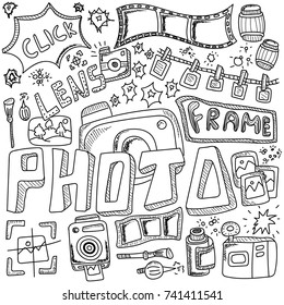 Photo doodles hand drawn sketchy vector symbols and objects.