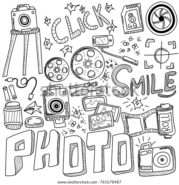 Photo doodles hand drawn sketchy vector symbols\
and objects.
