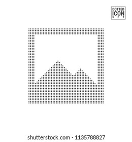 Photo Dot Pattern Icon. Photo Dotted Icon Isolated on White Background. Vector Illustration of No Image Available, Coming Soon. Vector Background for Banner, Certificate, Poster Design, Visiting Card.