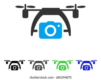 Photo Drone flat vector illustration. Colored photo drone gray, black, blue, green pictogram versions. Flat icon style for web design.