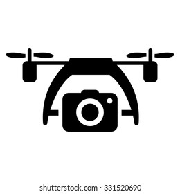 Photo Drone vector icon. Style is flat symbol, black color, rounded angles, white background.