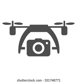 Photo Drone vector icon. Style is flat symbol, gray color, rounded angles, white background.