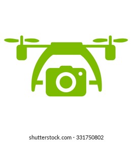 Photo Drone vector icon. Style is flat symbol, eco green color, rounded angles, white background.