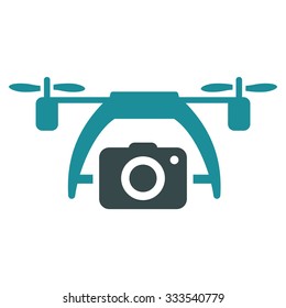 Photo Drone vector icon. Style is bicolor flat symbol, soft blue colors, rounded angles, white background.