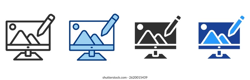 Photo Edit Icon Multiple Style Vector Collection