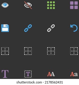 Photo edit line icon set. Image filter, add sticker, adjust curves, glow, heal minimal  vector illustration design