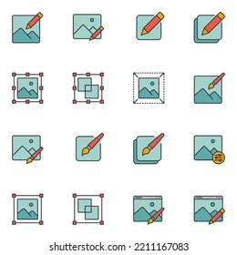 Photo Editing Filled Line Icon Set