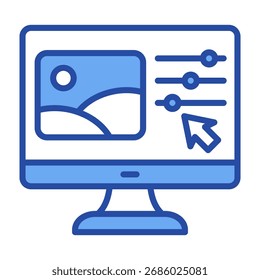 Photo Editing Icon Blue Vector Illustration