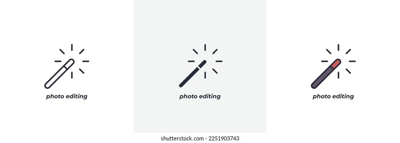 photo editing icon. Line, solid and filled outline colorful version, outline and filled vector sign. Idea Symbol, logo illustration. Vector graphics