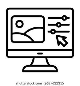 Icono de edición de fotos Ilustración vectorial de línea