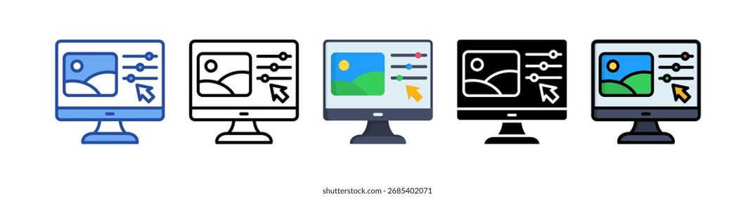 Photo Editing Icon Multi Style Vector Illustration