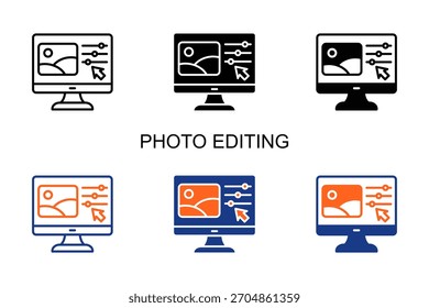Icono de edición de fotos Multi Style Ilustración vectorial