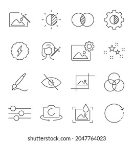 Photo Editing icons set. Photo Editing pack symbol vector elements for infographic web