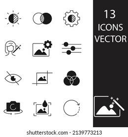 Photo Editing icons set . Photo Editing pack symbol vector elements for infographic web