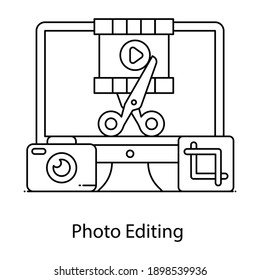 
Photo editing linear icon, graphics editor 