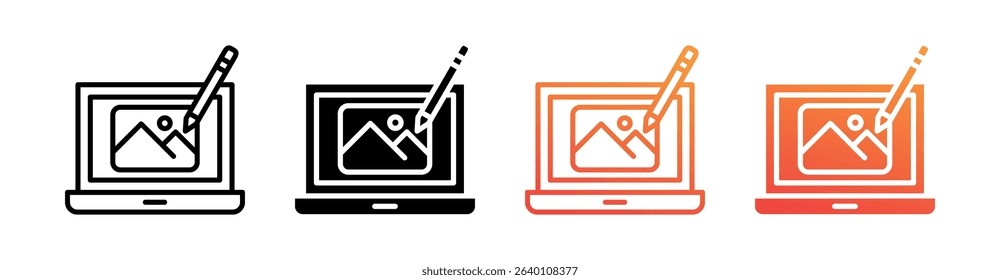 Photo Editing Multi Style Icon Set Vector