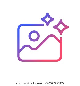 Icono de ui lineal de gradiente perfecto para edición fotográfica. Retocación de la imagen. Efecto visual y filtros. Símbolo de interfaz de usuario de color de línea. Pictograma de estilo moderno. Ilustración de contorno aislado del vector
