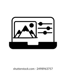 Bildbearbeitungssoftware-Symbol auf weißem Hintergrund, Vektorgrafik
